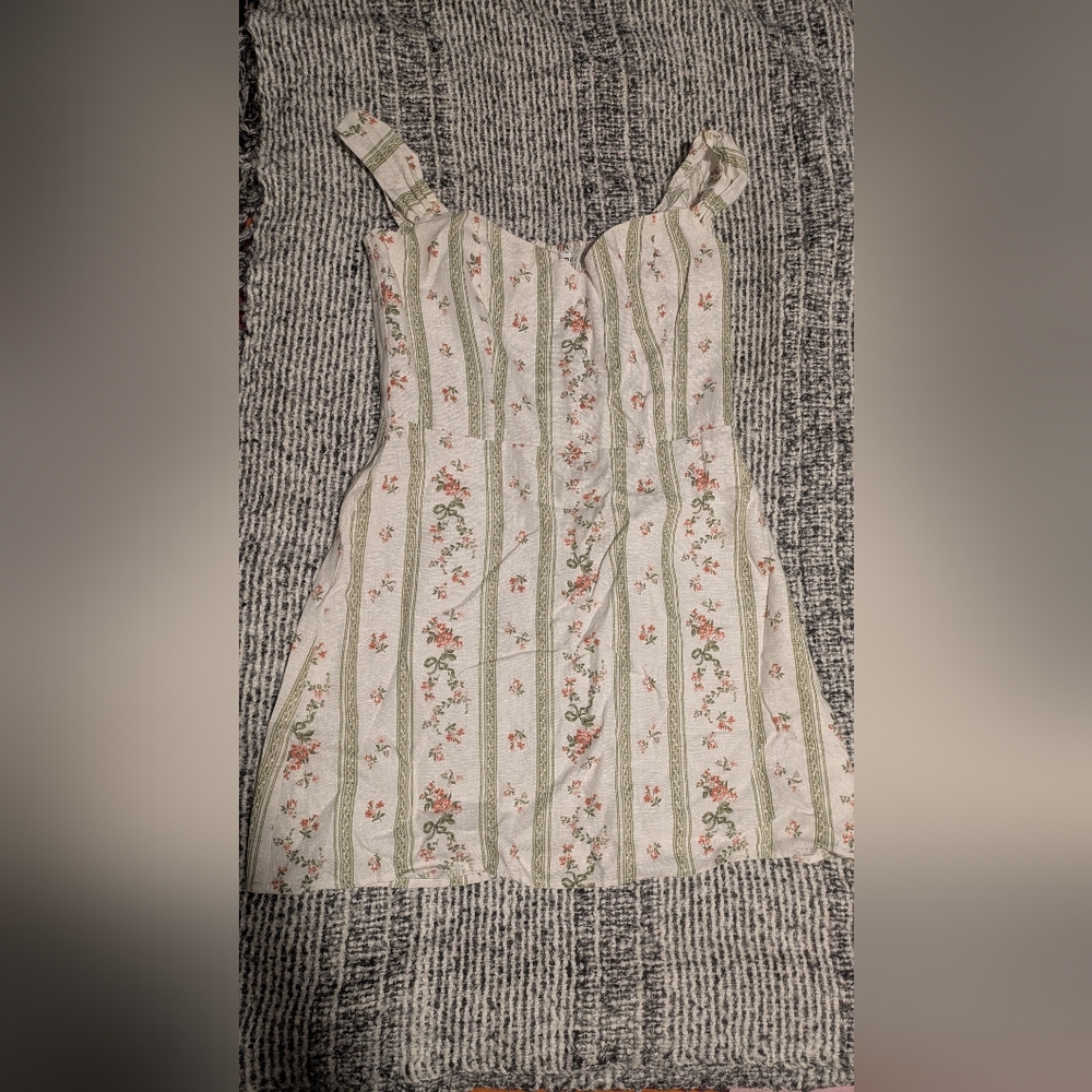 Reformation White and Green Floral Mini Dress